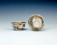 Pair of Satsuma bowls with luohans in landscape, Japan, early 20th century