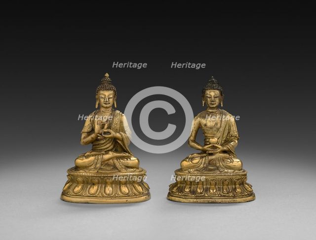 Pair of Seated Buddhas, 1500s. Creator: Unknown.