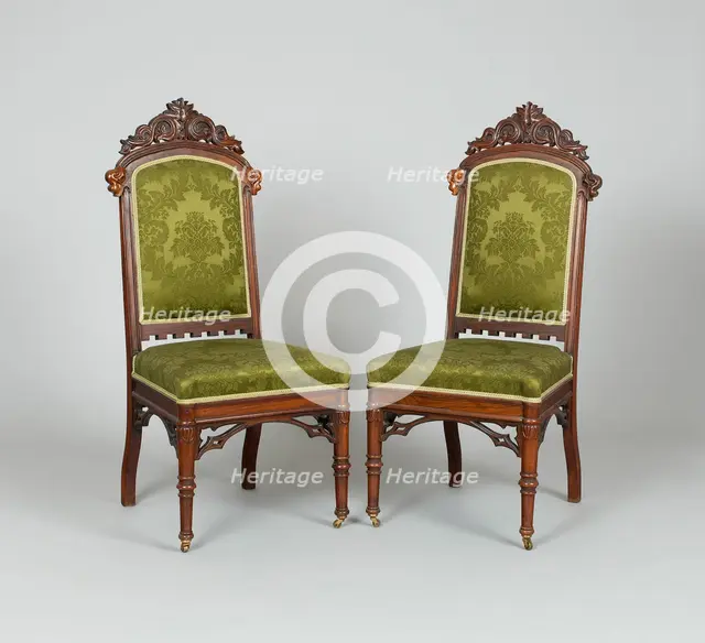 Pair of Side Chairs, c. 1849. Creators: Peter Trainque, William Burns.