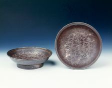 Pair of silver dishes, Ming dynasty, China, early 17th century. Creator: Unknown