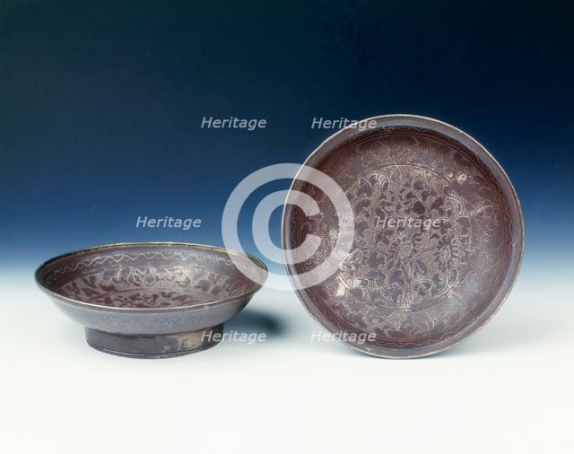 Pair of silver dishes, Ming dynasty, China, early 17th century. Creator: Unknown.