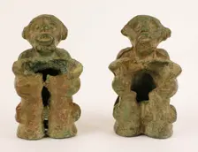 Pair of slide fittings in the form of monkeys, Late Shang dynasty or early Western Zhou dynasty. Creator: Unknown