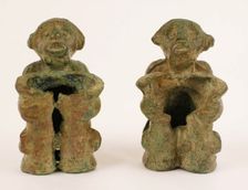 Pair of slide fittings in the form of monkeys, Late Shang dynasty or early Western Zhou dynasty. Creator: Unknown