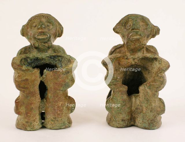 Pair of slide fittings in the form of monkeys, Late Shang dynasty or early Western Zhou dynasty. Creator: Unknown.