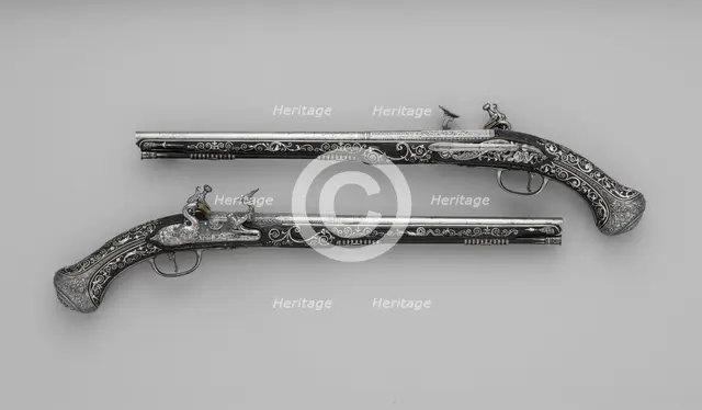 Pair of Snaphaunce Pistols, Italian, Bargi, ca. 1690. Creators: Matteo Cecchi, Giovan Battista Francino.