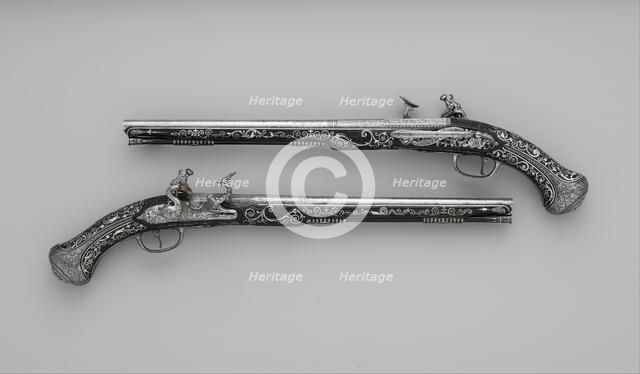 Pair of Snaphaunce Pistols, Italian, Bargi, ca. 1690. Creators: Matteo Cecchi, Giovan Battista Francino.