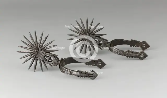 Pair of Spurs, Chile, 19th century in 16th century style. Creator: Unknown.