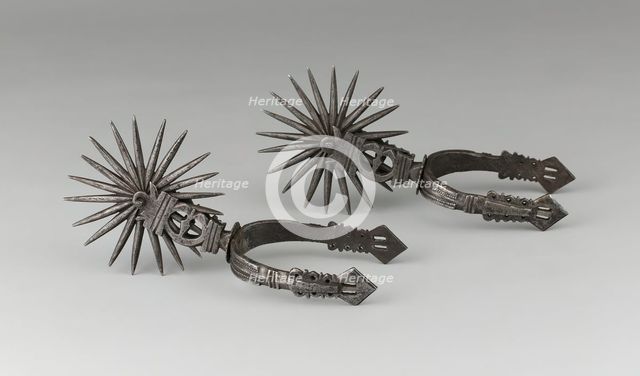 Pair of Spurs, Chile, 19th century in 16th century style. Creator: Unknown.