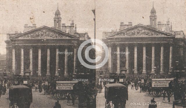 Pair of Stereograph Views of the Royal Exchange, London, England, 1850s-1910s. Creator: J F Jarvis.