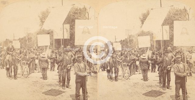 Pair of Stereograph Views of General Jacob S. Coxey's Army of the Unemployed, 1850s-1910s. Creator: J F Jarvis.