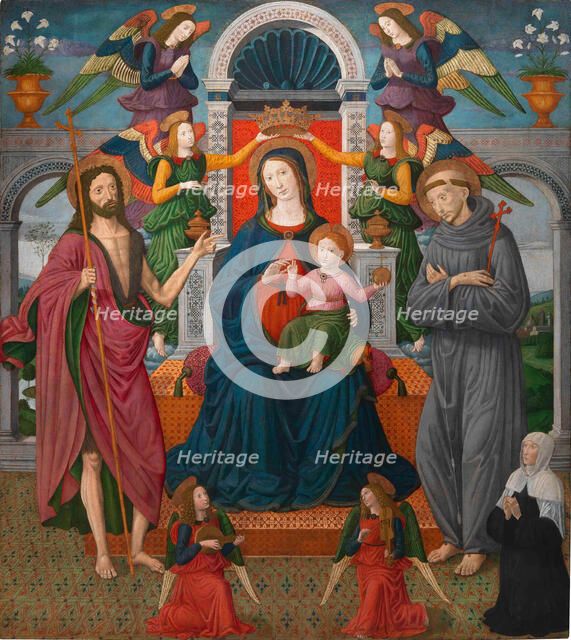 Pala Rigoli. Madonna and the Child enthroned between Saint John the Baptist, Saint Francis... Creator: Gozzoli, Benozzo (ca 1420-1497).
