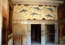 Palace of Knossos, detail of the fresco of the dolphins in the room known as the Queen's Megaron