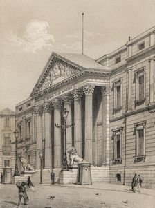 Palace of the Congress of Deputies in Madrid, opened in 1850 by Queen Isabella II, 1870 engraving
