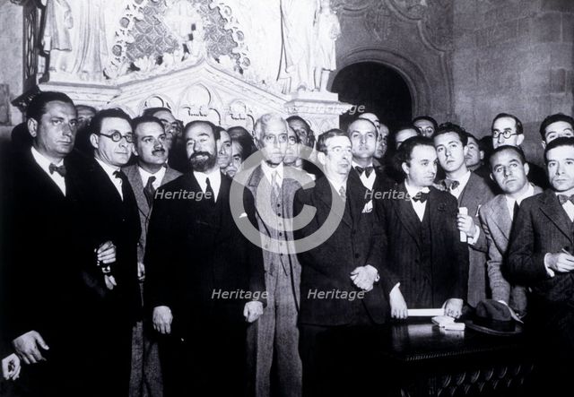 Palace of the Generalitat, Presidential Room, arrival to Madrid of the ministers of the Provision…