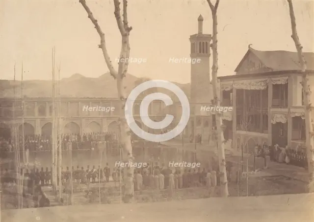 [Palace of the Shah, Paying respects to the Shah/Fete de Salam, Teheran, Iran [same a..., 1840s-60s. Creator: Possibly by Luigi Pesce.