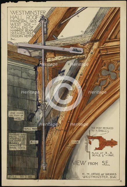 Palace of Westminster, Westminster Hall, Parliament Square, Westminster, London, 1916 - 1920. Creator: Office of Works.