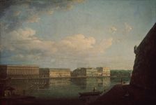 Palace Embankment as Seen from the Peter and Paul Fortress, 1794. Artist: Alexeyev, Fyodor Yakovlevich (1753-1824)