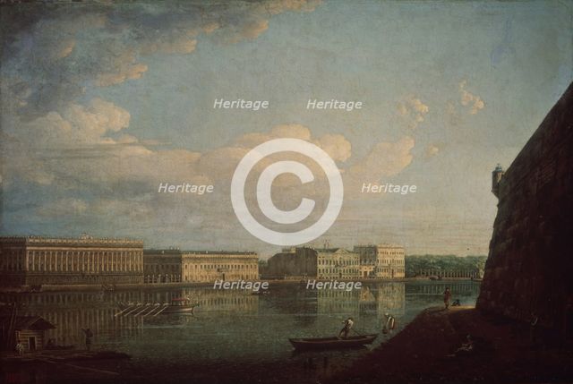 Palace Embankment as Seen from the Peter and Paul Fortress, 1794. Artist: Alexeyev, Fyodor Yakovlevich (1753-1824)