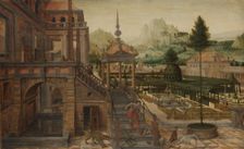 Palace Gardens with Poor Lazarus in the foreground, 1550-1606. Creator: Hans Vredeman de Vries