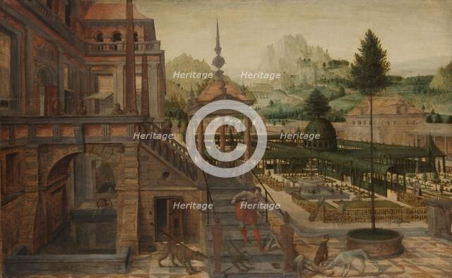 Palace Gardens with Poor Lazarus in the foreground, 1550-1606. Creator: Hans Vredeman de Vries.