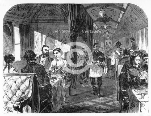 'Palace Hotel Car, Union Pacific Railroad', c1870.Artist: A R Ward