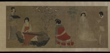 Palace Ladies Tuning a Zither (qin), Ming dynasty, 1368-1644. Creator: Unknown