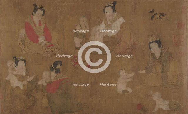 Palace Ladies Bathing Children, 11th century. Creator: Unknown.