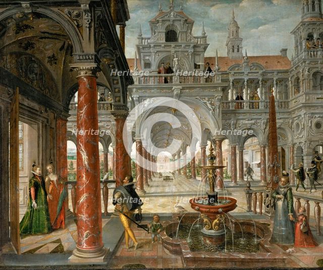 Palace with distinguished visitors.