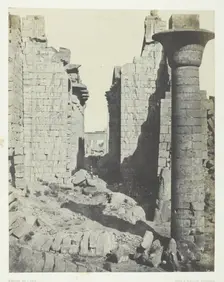 Palais de Karnak, Cour des Bubastites et Entrée Principale de la Salle Hypostyle; Thèbes, 1849/51. Creator: Maxime du Camp