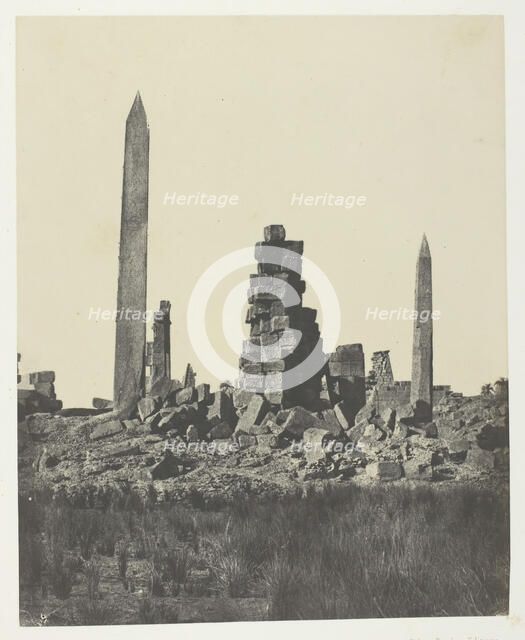 Palais de Karnak, Les Obélisques; Thèbes, 1849/51, printed 1852. Creator: Maxime du Camp.