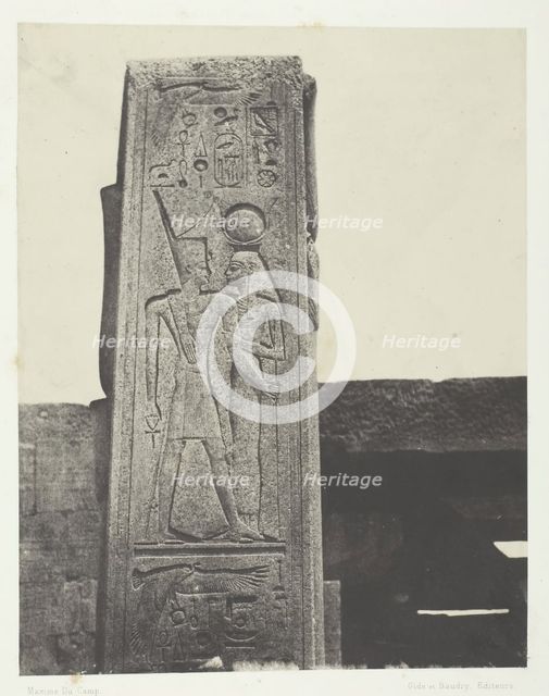 Palais de Karnak, Pilier Devant le Sanctuaire de Granit; Thèbes, 1849/51, printed 1852. Creator: Maxime du Camp.