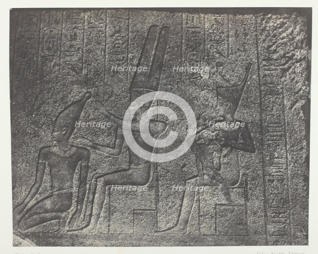 Palais de Karnak, Sculptures Extérieures du Sanctuaire de Granit; Thèbes, 1849/51, printed 1852. Creator: Maxime du Camp.