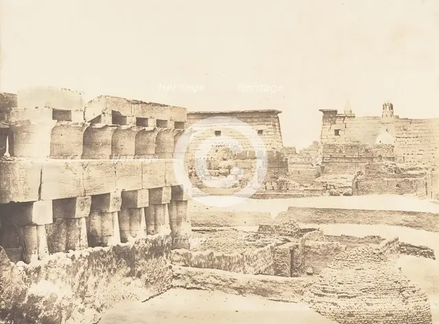 Palais et Village de Louxor, pris du Sud, Thèbes, 1849-50. Creator: Maxime du Camp.