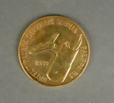 Palapa B1 Satellite Medal owned by Dr. Sally K. Ride, ca. 1983. Creator: Unknown