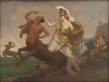 Palas Athena in Fight against Centaurs, 1917. Creator: Milan Thomka Mitrovsky