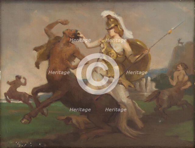Palas Athena in Fight against Centaurs, 1917. Creator: Milan Thomka Mitrovsky.