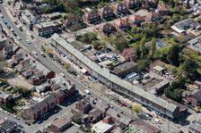 Palatine Road shopping parade, Northenden, Manchester, 2021. Creator: Damian Grady