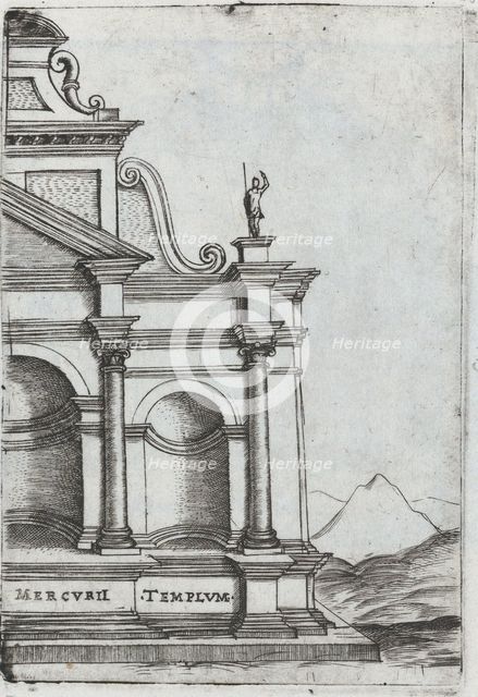 Palatium Caesaris Parisiis, from a Series of Prints depicting (reconstructe..., Plate ca. 1530-1550. Creator: Master GA.