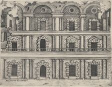 Palatium M. Agrippa, from a Series of 24 Depicting (Reconstructed) Buildings ..., Plate ca. 1530-50. Creator: Anon