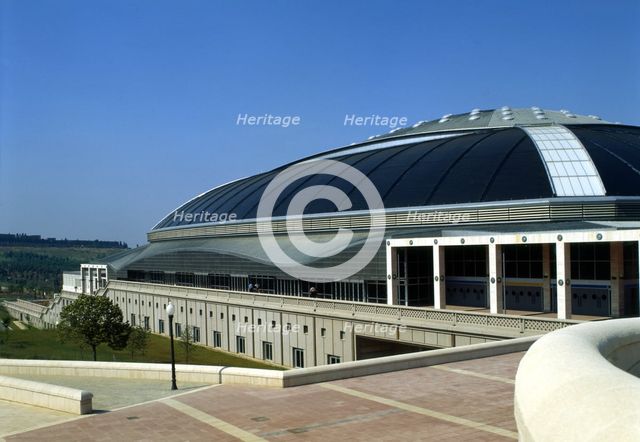 Palau Sant Jordi' by the Japanese architect Arata Isozaki, detail of the side.
