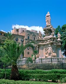Palazzo dei Normanni from the Piazza della Vittoria, Palermo, Sicily, Italy. Creator: Peter Thompson