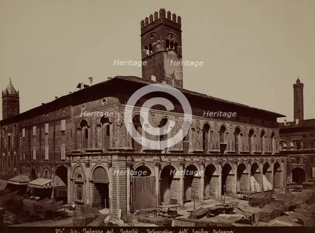 Palazzo del Podestà, Piazza Maggiore, Bologna, around 1880. Creator: Emilia.
