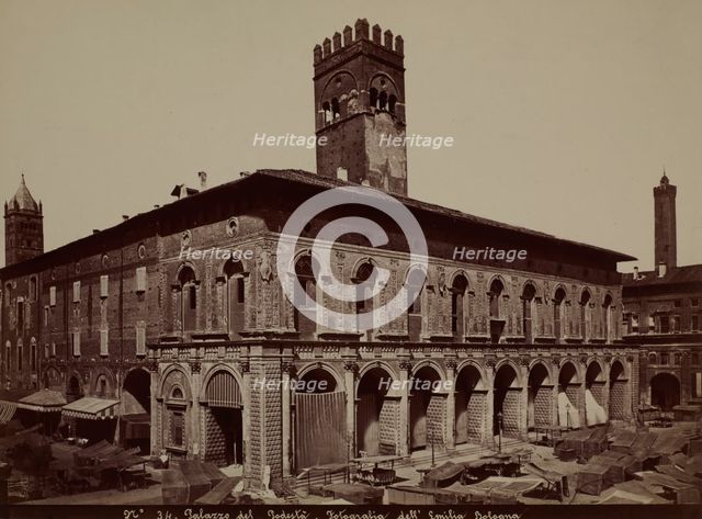 Palazzo del Podestà, Piazza Maggiore, Bologna, around 1880. Creator: Emilia.