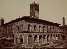 Palazzo del Podestà, Piazza Maggiore, Bologna, around 1880. Creator: Emilia