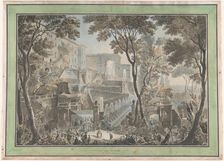 Palazzo of the Villa d'Este in Tivoli, Seen from the Fontana dell'ovato, c.1783-c.1784. Creator: Francesco Piranesi