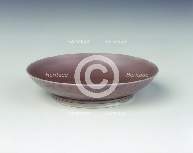 Pale aubergine glazed saucer, Yongzheng period, Qing dynasty, China, 1723-1735. Creator: Unknown.