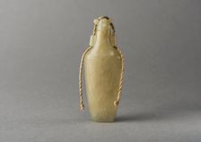 Pale Green jade snuff bottle with incised decoration, China, Qing dynasty, 1644-1911. Creator: Unknown