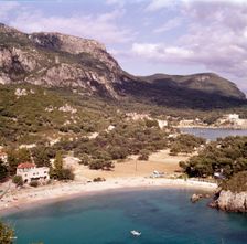 Paleocastritsa, Corfu, from below the monastery, c20th century. Artist: CM Dixon