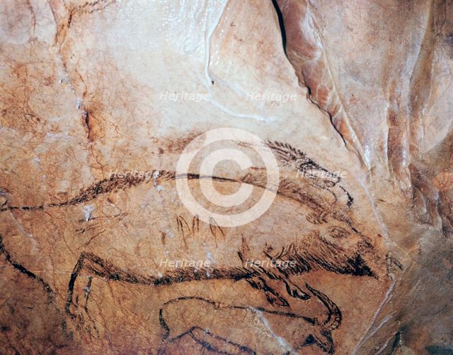 Paleolithic cave-painting of a bison and ibex. Artist: Unknown