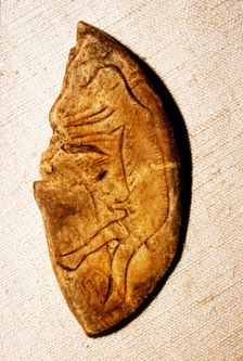 Paleolithic Engraving on bone of a Man from Mas d'Azil, France, c50,000BC-c10,000 BC